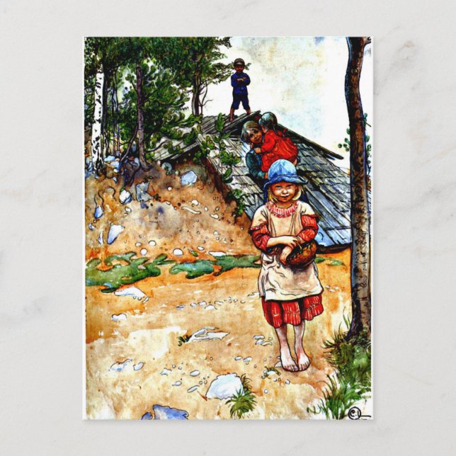 Carte Postale Carl Larsson art : Par la Cave (Devant)