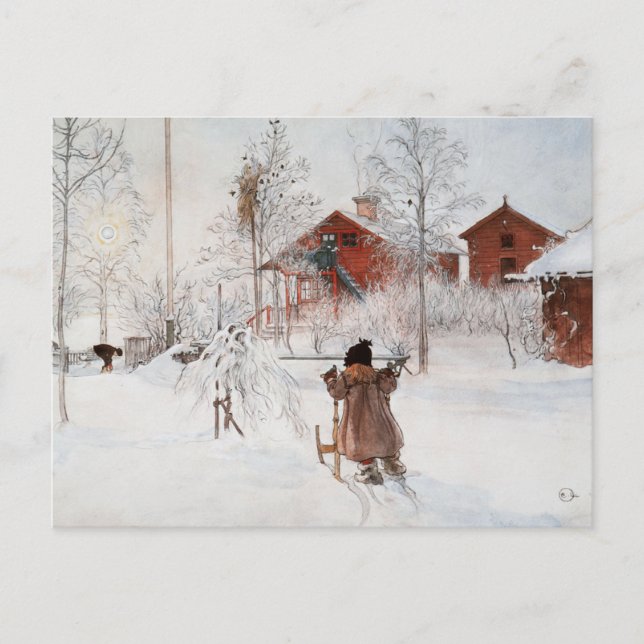 Carte Postale Carl Larsson - La cour et la maison de lessive (Devant)