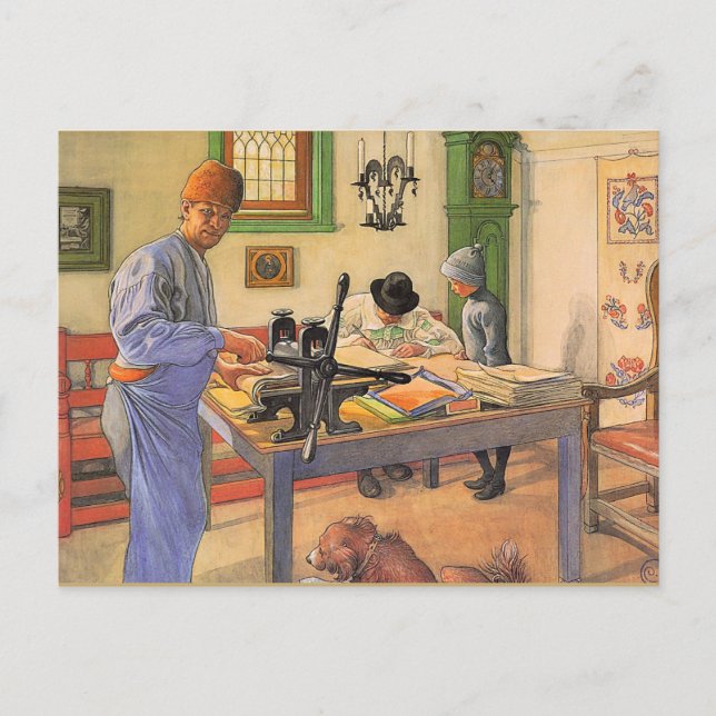 Carte Postale Carl Larsson peinture, My Acid Workshop, (Devant)