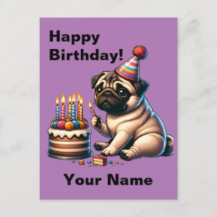 Carte Postale Carlin d'anniversaire Accueil personnalisé