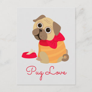 Carte Postale Carlin Love adorable carlin chiot chien
