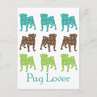 Carte Postale Carlins Brown, vert et Turquoise Paisley
