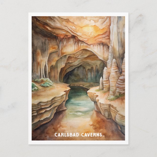 Carte Postale Carlsbad Caverns National Park Aquarelle Peinture (Devant)