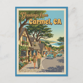 Carte Postale Carmel CA Salutations Rétro Côte Californienne