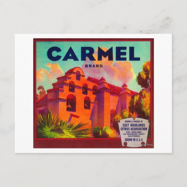 Carte Postale Carmel Orange LabelEast Highlands, CA (Devant)