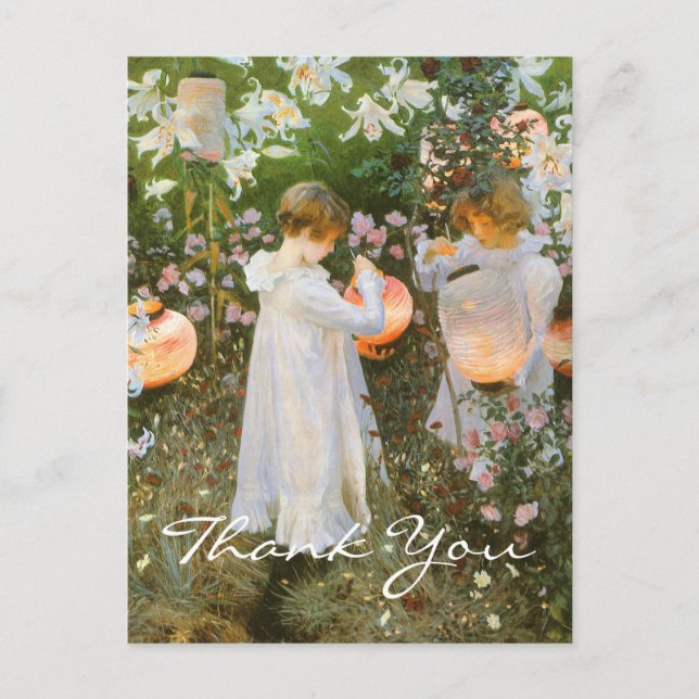 Carte Postale Carnation de Sargent, Lily, Lily, Rose (Devant)