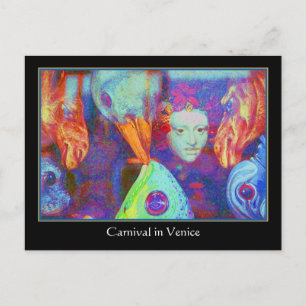 Carte Postale Carnaval à Venise - Masques de Carnaval colorés
