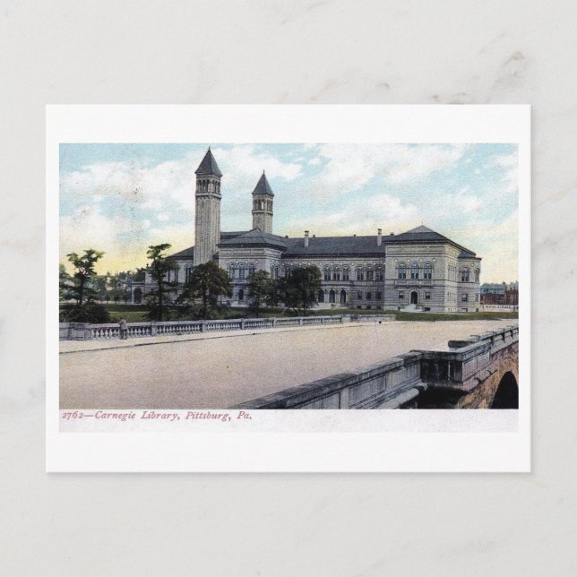 Carte Postale Carnegie Library, Pittsburgh, Pennsylvanie Vintage (Devant)