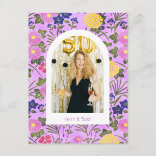 Carte Postale carnet de photo élégant floral pour 50e anniversai
