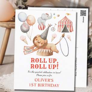 Carte Postale Carnival Circus Enfants 1er Anniversaire Fête Invi