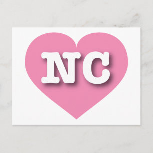 Carte Postale Caroline du Nord Coeur rose - J'aime NC