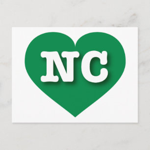 Carte Postale Caroline du Nord Coeur vert - J'aime NC