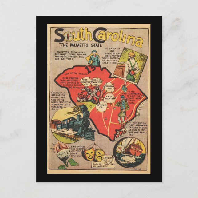 Carte Postale Caroline Du Sud L'État De Palmetto (Devant)