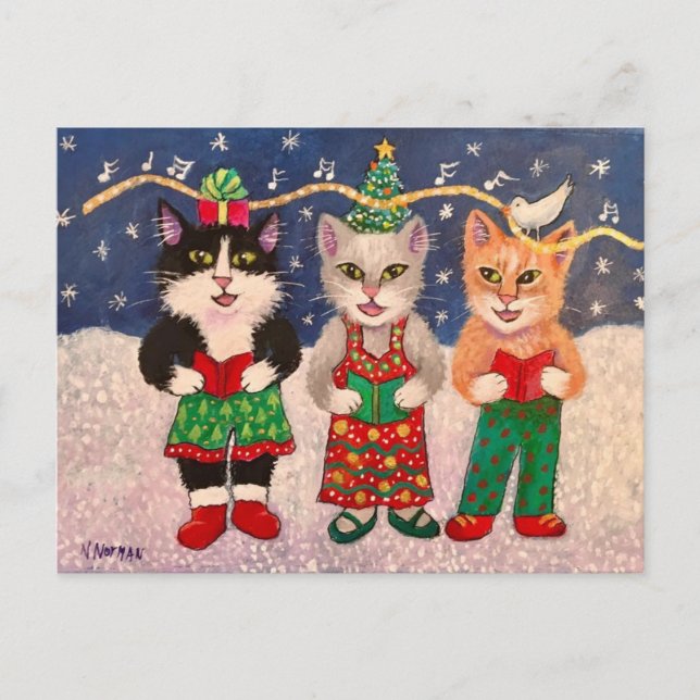 Carte Postale Caroling Cats (Devant)