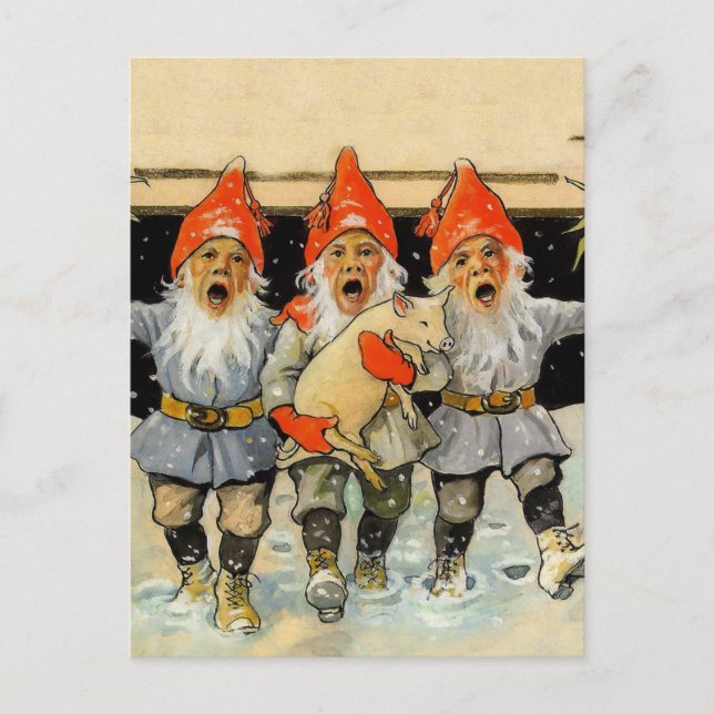 Carte Postale "Caroling Gnomes" par Jenny Nystrom (Devant)