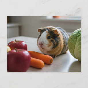 Carte postale Carotte Cavia Pomme de porc mignonne