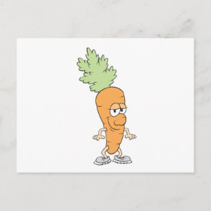 Carte Postale carotte de dessin animé joyeuse et idiote