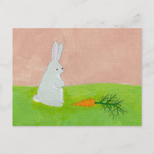 Carte Postale Carotte de lapin peint d'art moderne frais coloré
