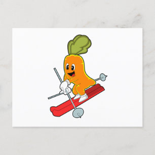 Carte Postale Carotte en skieur avec ski
