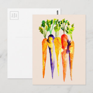 Carte Postale Carottes aquarelle art alimentaire coloré