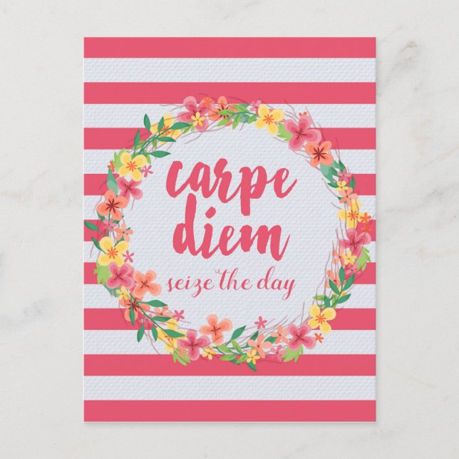 Carte Postale Carpe Diem / Saisir La Citation Rose Du Jour (Devant)