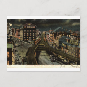 Carte Postale Carré Cooper à Night New York City 1907 Vintage