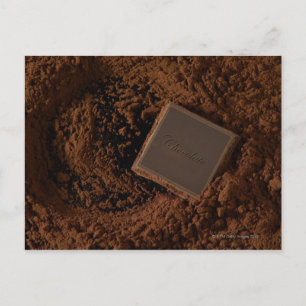 Carte Postale Carré de chocolat en poudre de chocolat