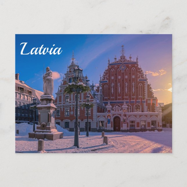 Carte Postale Carré de la mairie de Riga en hiver (Devant)