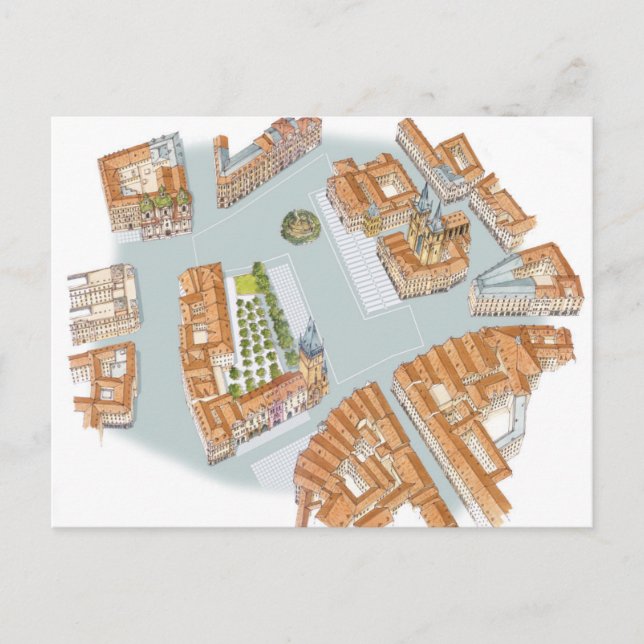 Carte Postale Carré de la vieille ville. Prague Tchèque (Devant)