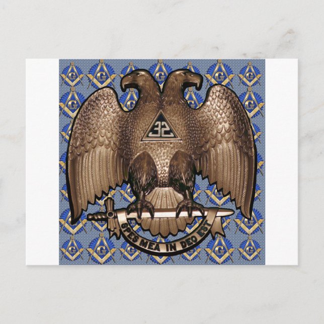 Carte Postale Carré et boussole écossais de rite (Devant)