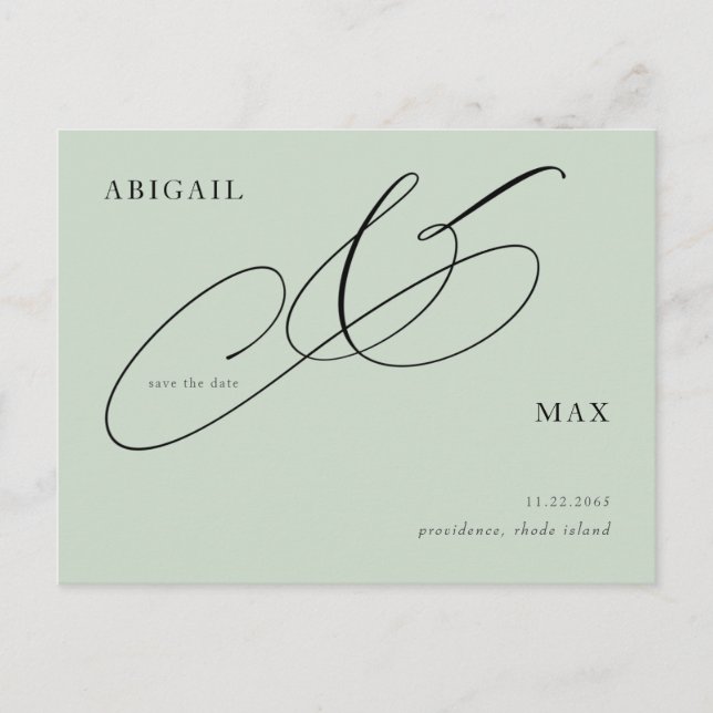 Carte Postale Carré Sage intemporel Mariage Enregistrer la date (Devant)