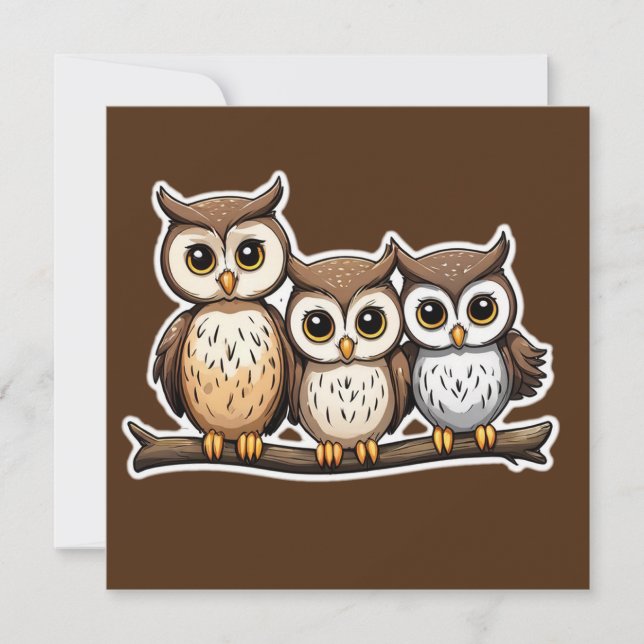 Carte postale Carré Three Little Owl (Devant)
