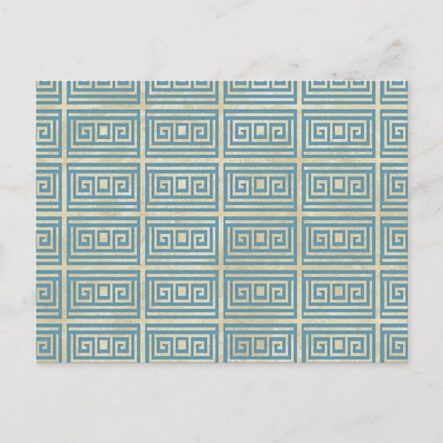 Carte Postale Carreau bleu vintage  motif méandre grec (Devant)