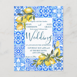 Carte Postale Carreau italien toscan aquarelle avec mariage au c