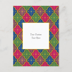 Carte Postale Carreau Marocain Céleste (fond blanc) sur mesure