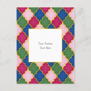 Carte Postale Carreau Marocain Rose Élégant Personnalisé
