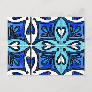 Carte Postale Carreaux de cœur inspirés du bleu des azulejos por