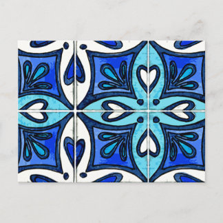 Carte Postale Carreaux de cœur inspirés du bleu des azulejos por