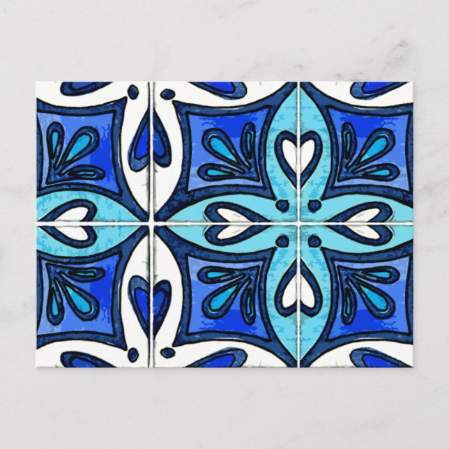 Carte Postale Carreaux de cœur inspirés du bleu des azulejos por (Devant)