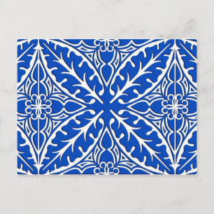Carte Postale Carreaux marocains - bleu cobalt et blanc