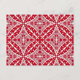 Carte Postale Carreaux marocains - rouge foncé et blanc