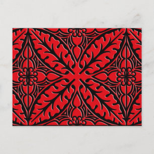 Carte Postale Carreaux marocains - rouge foncé et noir