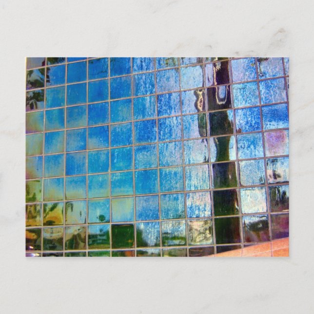 Carte Postale carrelage bleu brillant (Devant)