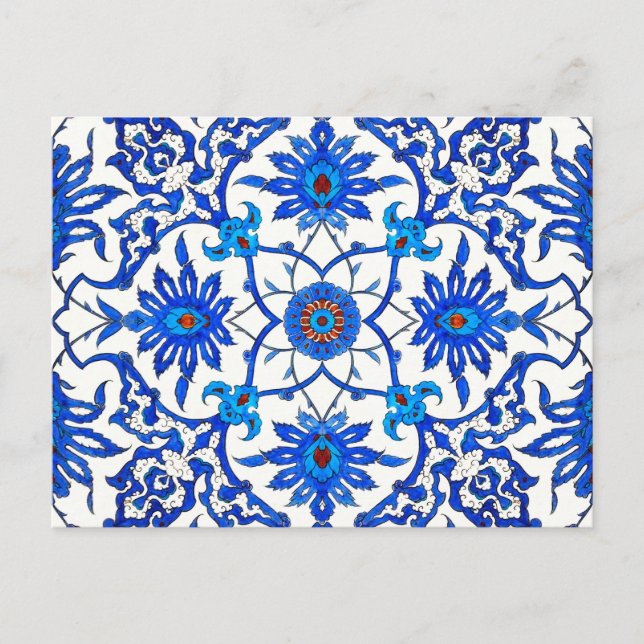 Carte Postale Carrelage chinois Art Nouveau - Cobalt Bleu & Blan (Devant)
