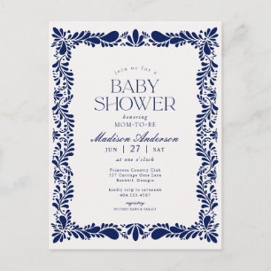 Carte Postale Carrelage de Talavera bleu Fête espagnole Baby Sho
