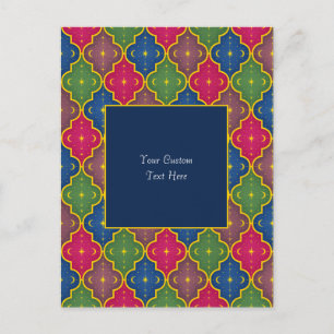 Carte Postale Carrelage Marocain Céleste (fond bleu) Personnalis