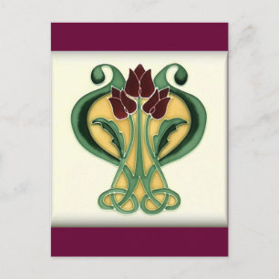 Carte Postale Carrelage Rose Art Nouveau