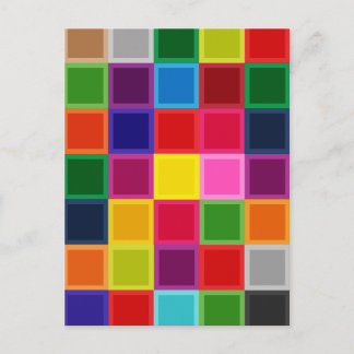 Carte Postale Carrés multicolores et rayures Girly