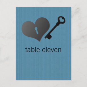 Carte postale Carrosserie bleue et table clé