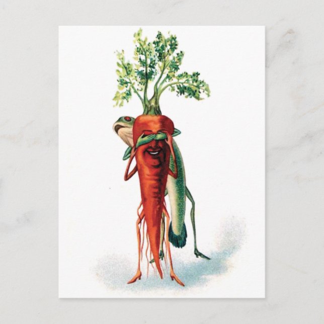 Carte Postale Carrot and Frog Funny Valentine (Devant)